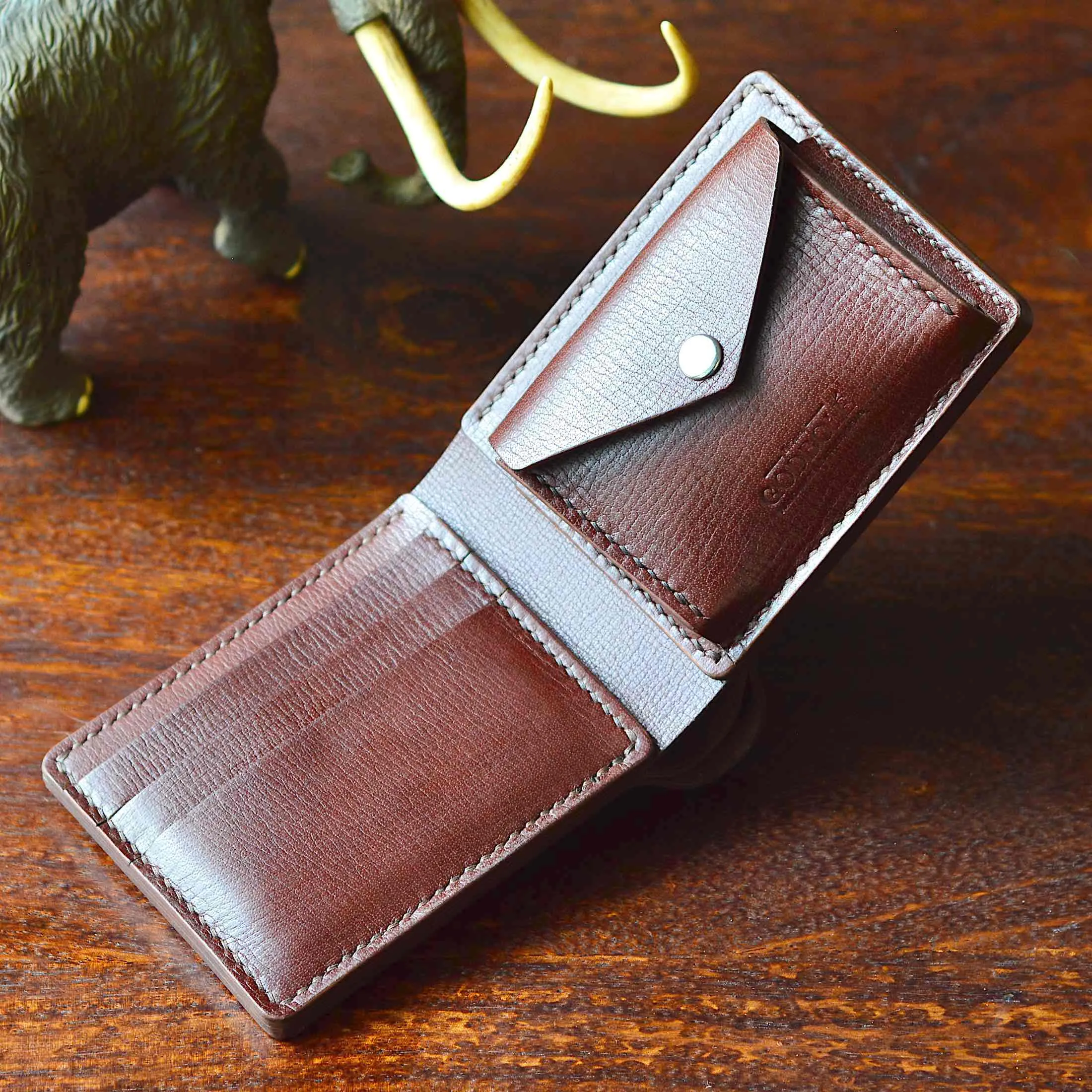 Coin Pocket Wallet No. 2 - Mahogany Textured Leather