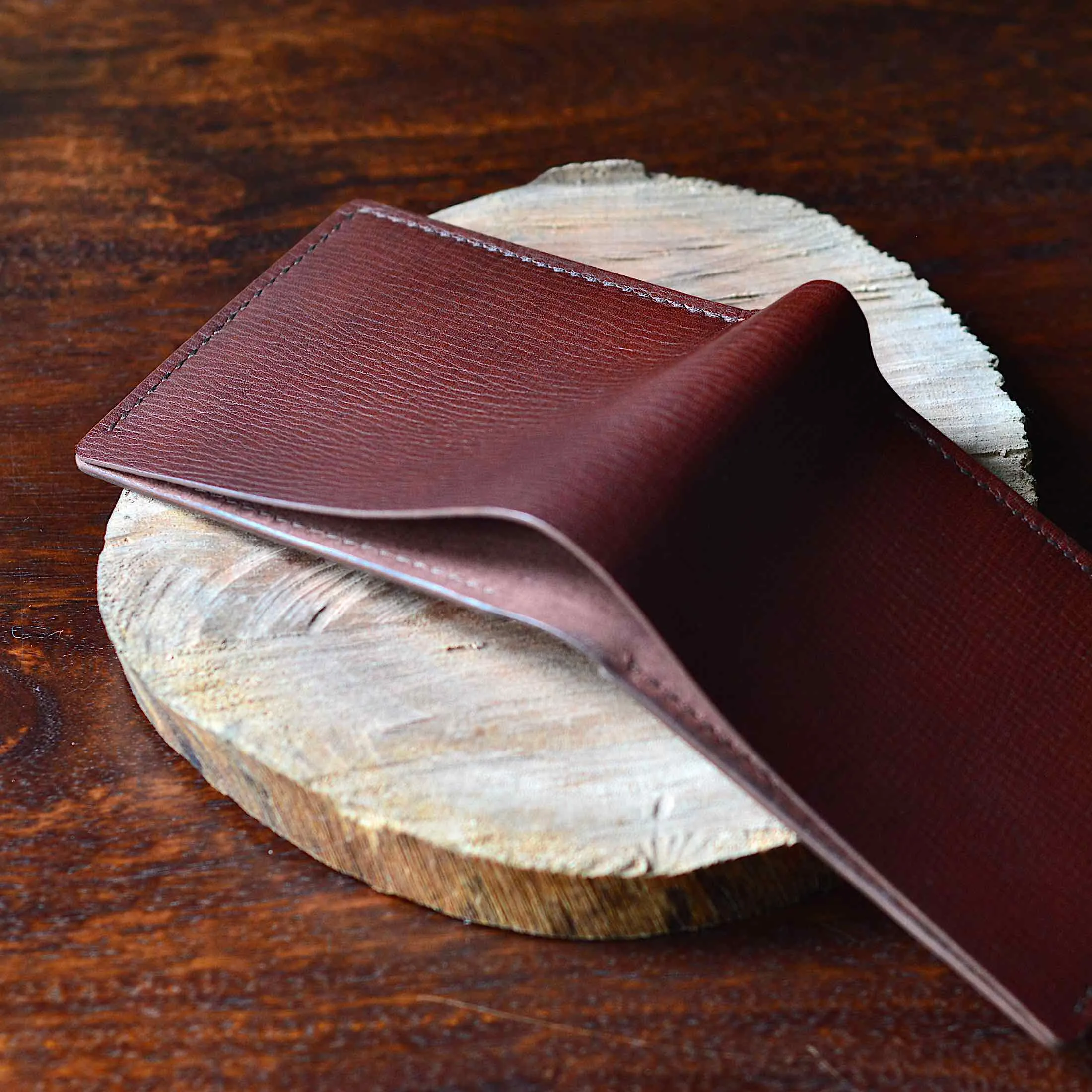 Coin Pocket Wallet No. 2 - Mahogany Textured Leather