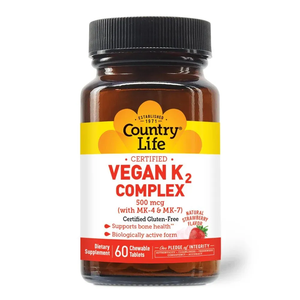 Country Life Vegan K2 500mcg 60 Chewable