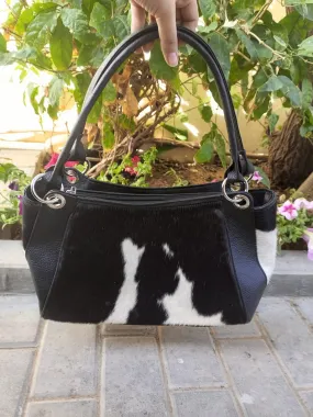 Cowhide Leather Shoulder Bag For Women Top Handle Purse