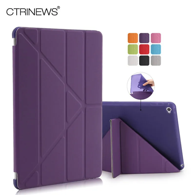 CTRINEWS Cover for Apple iPad Air 2 Smart Leather Case Multi Shape Folding Auto Wake Up Sleep Case for iPad Air 2 TPU Back Cover