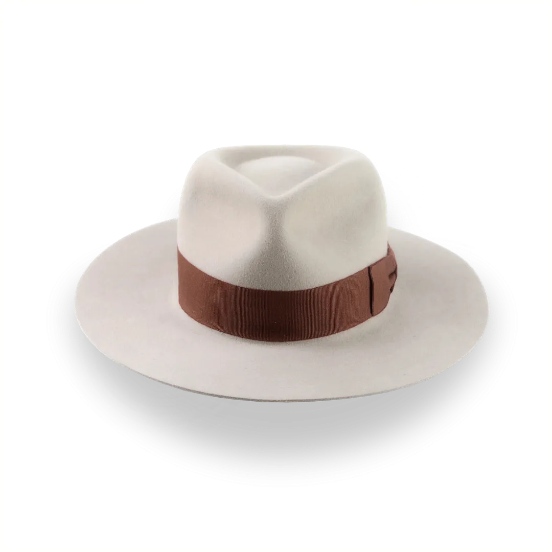 Custom Crafted Beige Flat Brim Fedora Hat | The Rusty 11