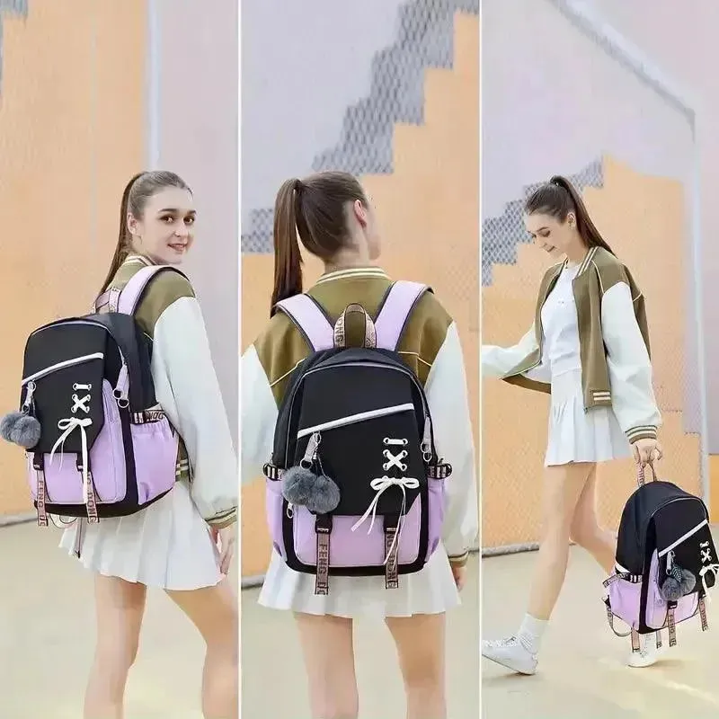 Cute Nylon Shoelace Teen Backpack