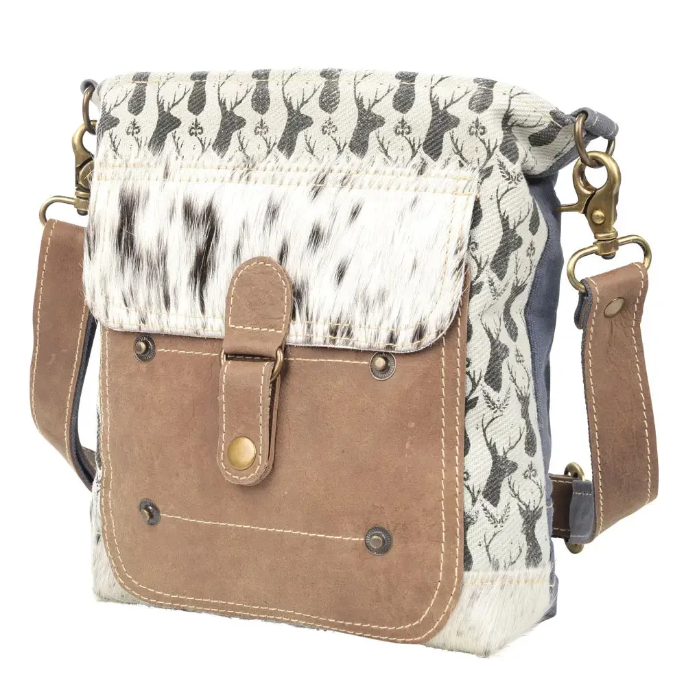 Deer Print with Cowhide Crossbody/Shoulder Bag