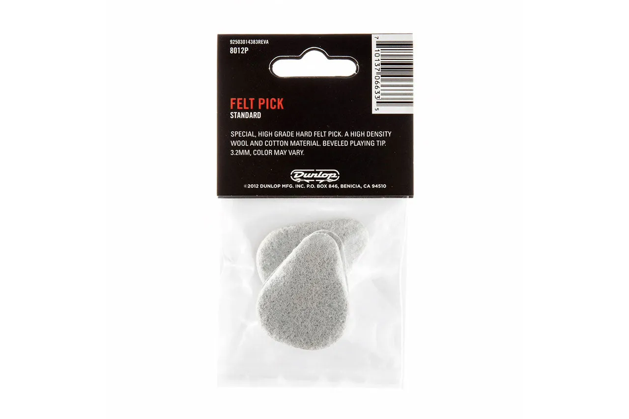 Dunlop 8012P Felt Ukulele & Guitar Pick Standard 3-Pack