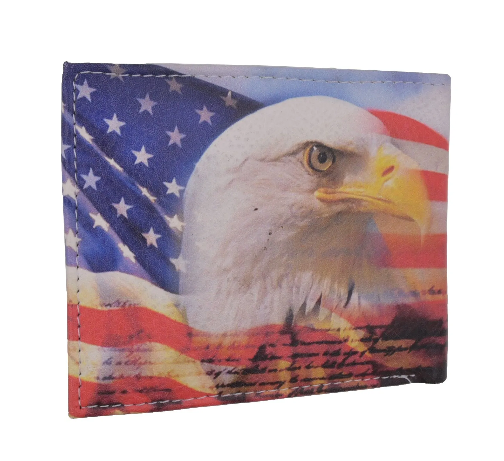 Eagle Flag Men's Genuine Leather Bifold Multi Card ID Center Flap Wallet 1246-14