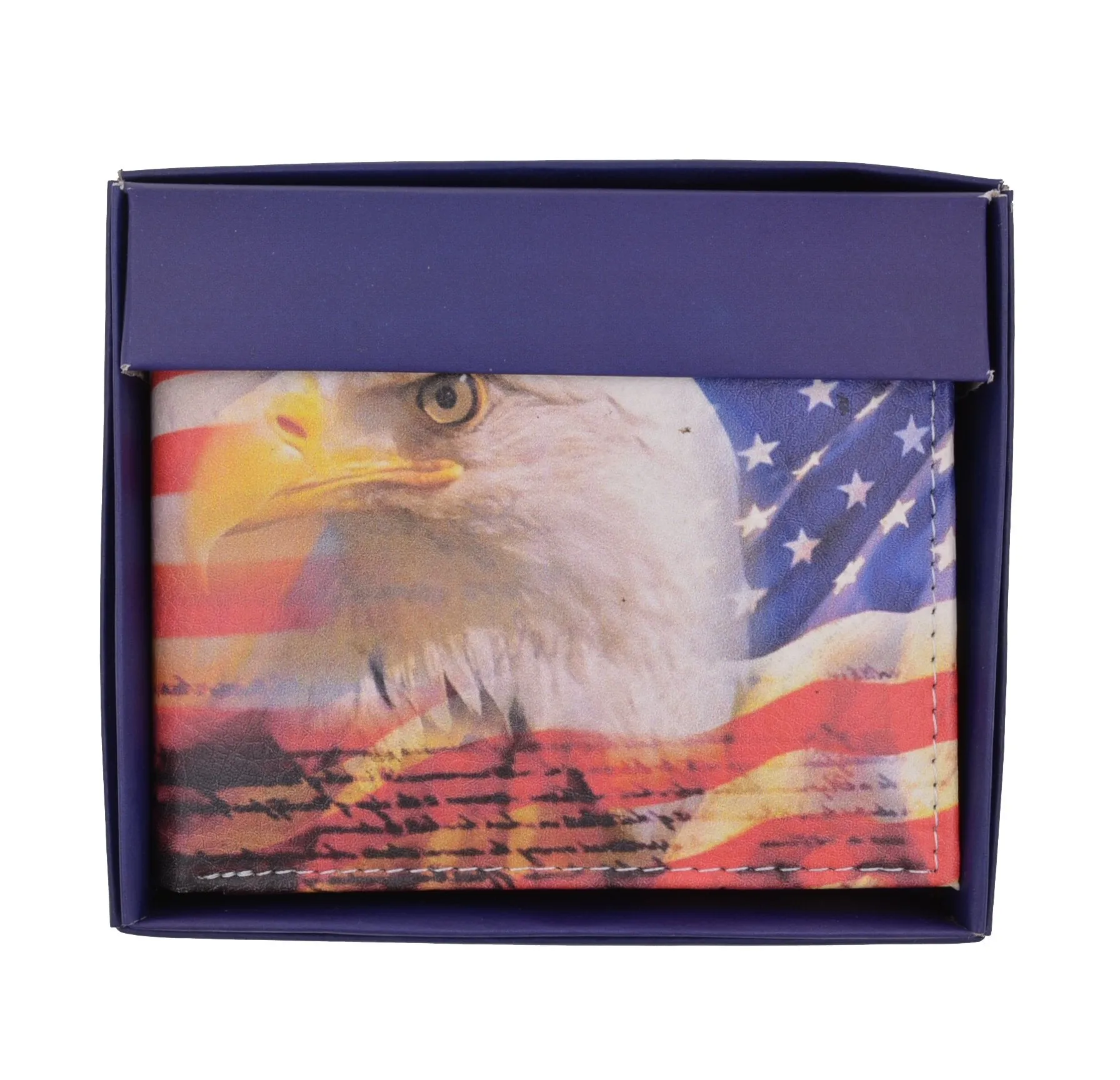 Eagle Flag Men's Genuine Leather Bifold Multi Card ID Center Flap Wallet 1246-14