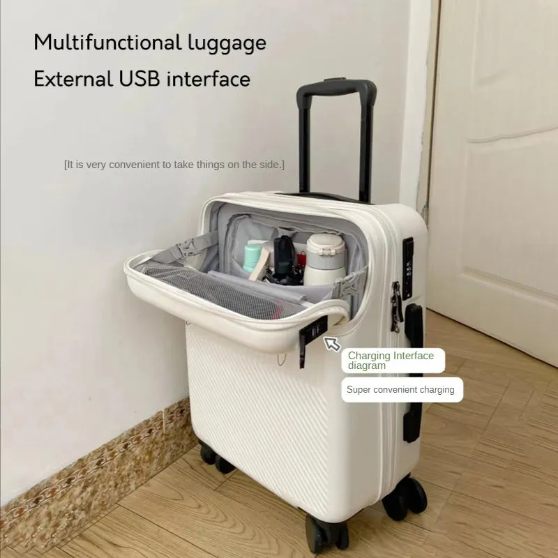 Easy Access Elegant Front-Opening USB Charging Luggage