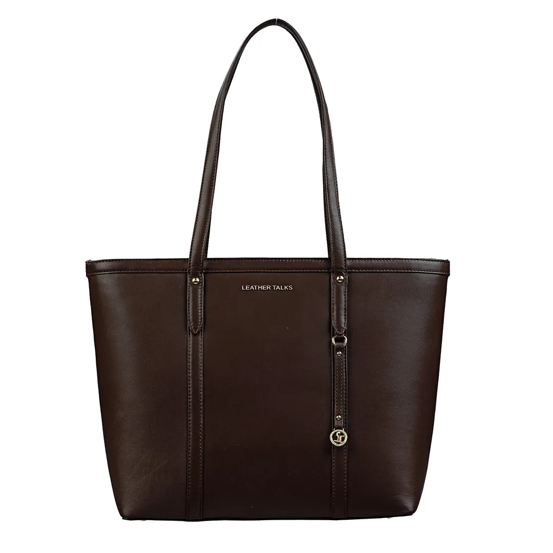 Elegant Tote Bag For Woman | 100% Genuine Leather | Ideal For Office & Travel | Color: Black, Brown, Green & Blue