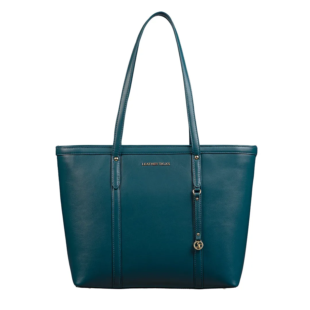 Elegant Tote Bag For Woman | 100% Genuine Leather | Ideal For Office & Travel | Color: Black, Brown, Green & Blue