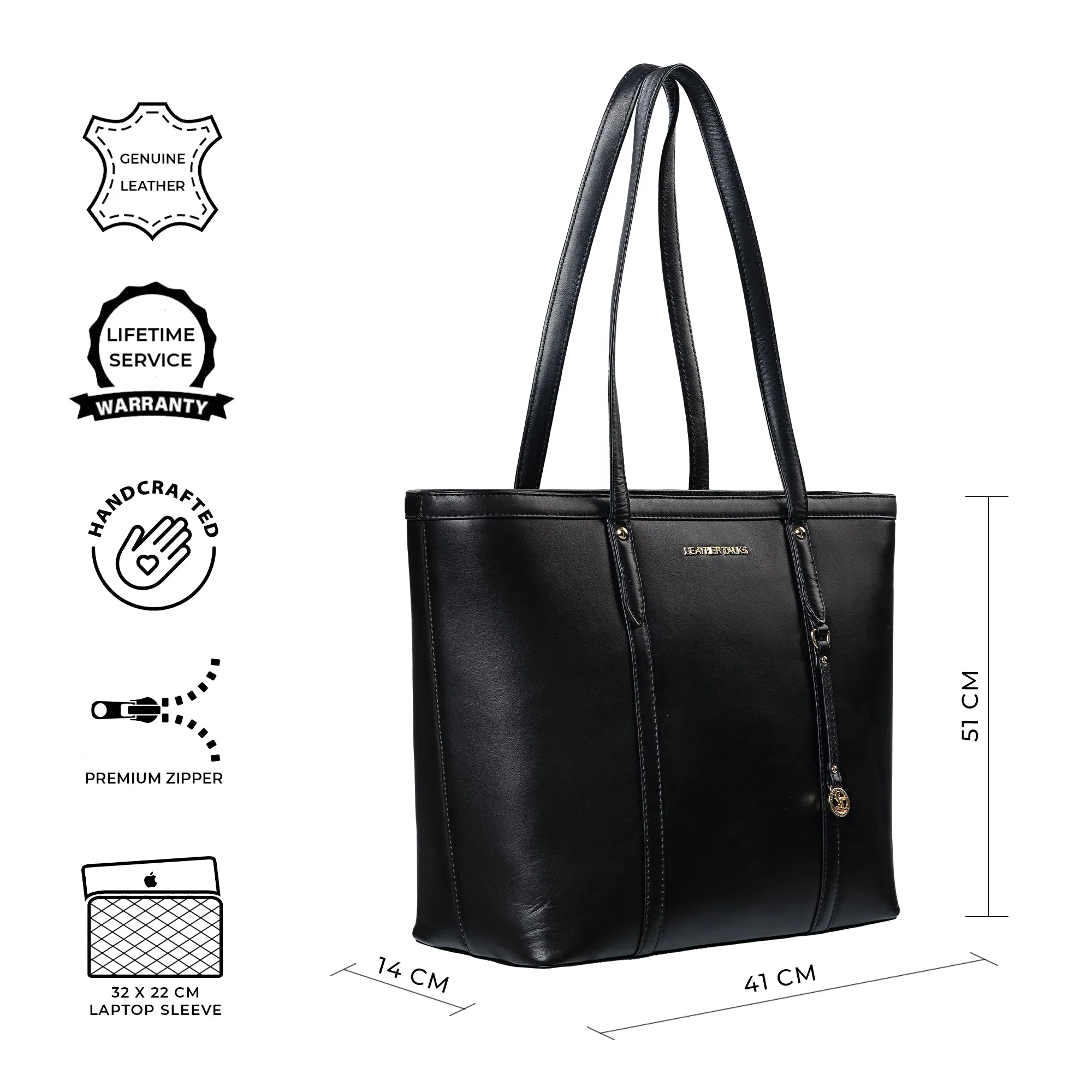 Elegant Tote Bag For Woman | 100% Genuine Leather | Ideal For Office & Travel | Color: Black, Brown, Green & Blue