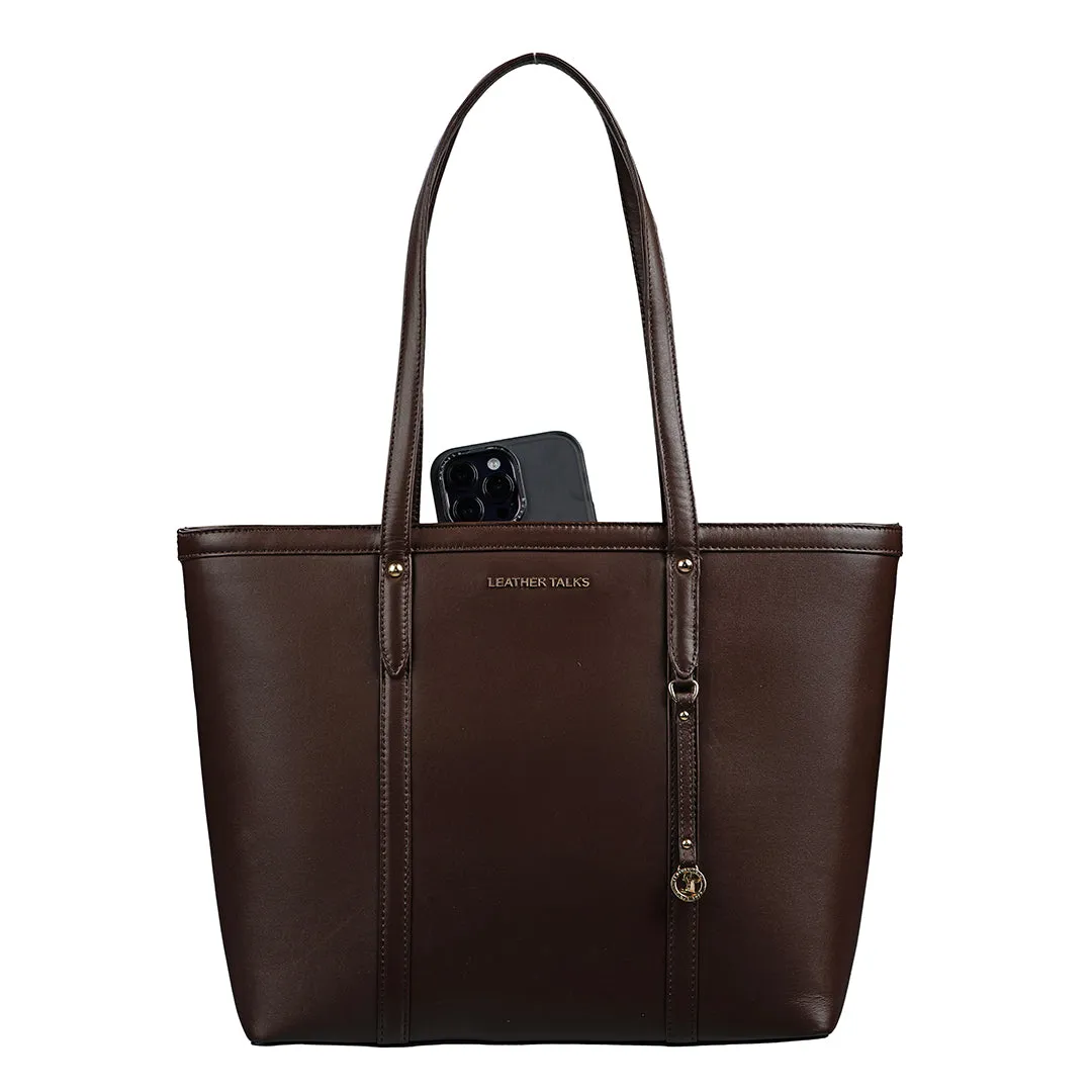 Elegant Tote Bag For Woman | 100% Genuine Leather | Ideal For Office & Travel | Color: Black, Brown, Green & Blue