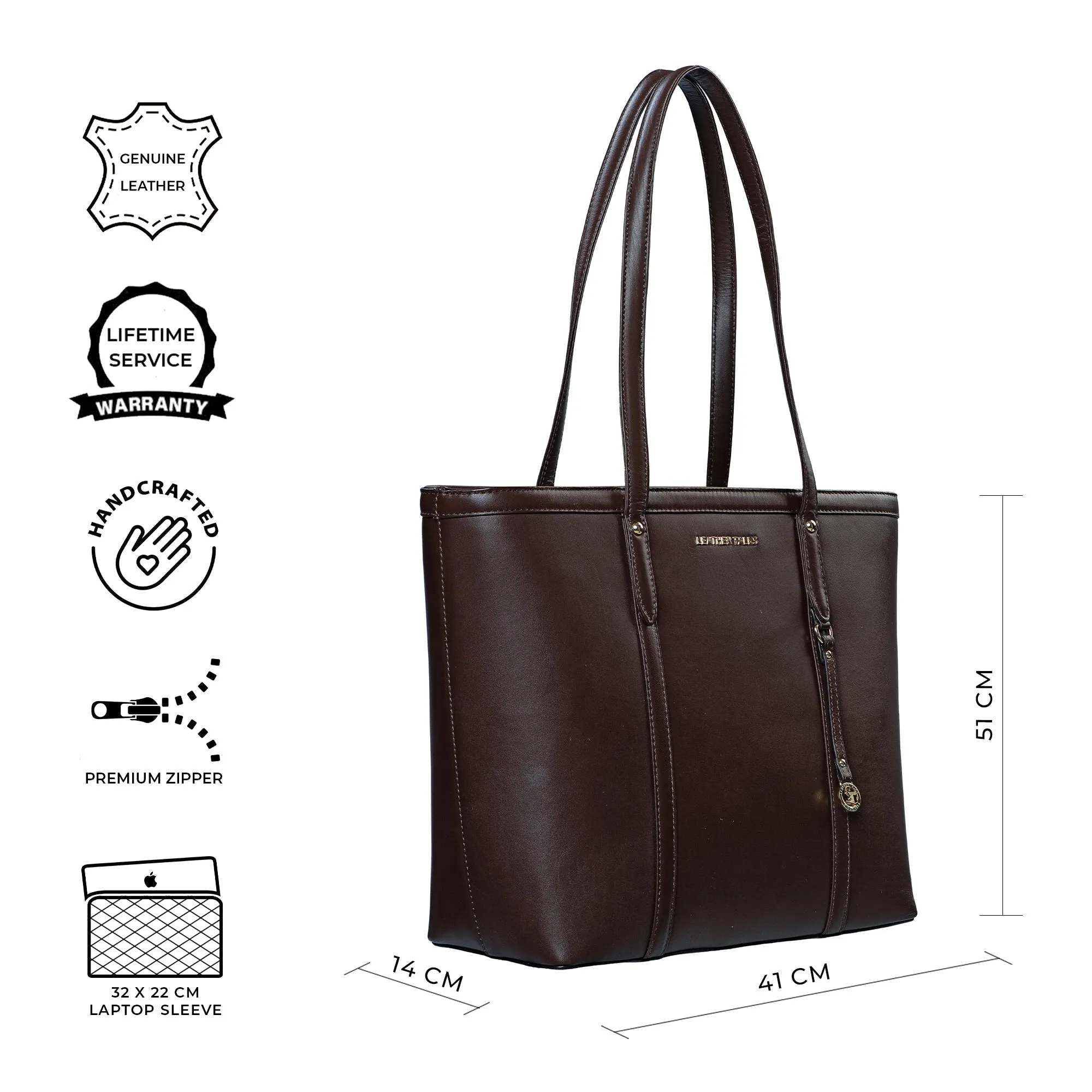 Elegant Tote Bag For Woman | 100% Genuine Leather | Ideal For Office & Travel | Color: Black, Brown, Green & Blue