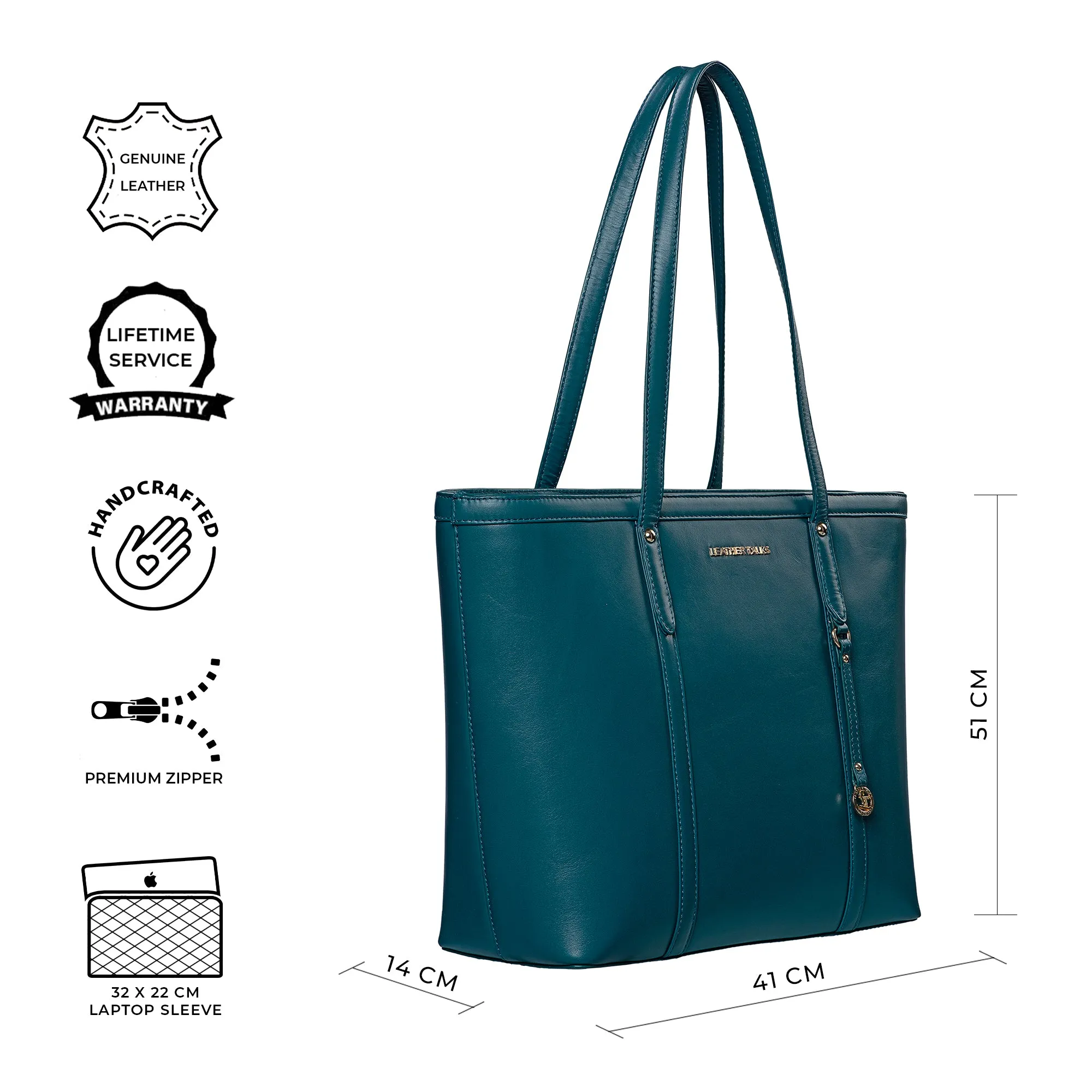 Elegant Tote Bag For Woman | 100% Genuine Leather | Ideal For Office & Travel | Color: Black, Brown, Green & Blue