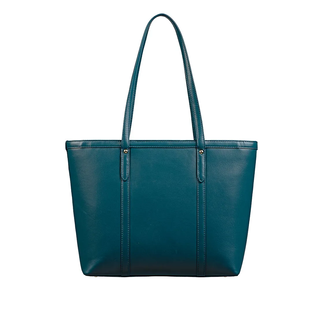 Elegant Tote Bag For Woman | 100% Genuine Leather | Ideal For Office & Travel | Color: Black, Brown, Green & Blue