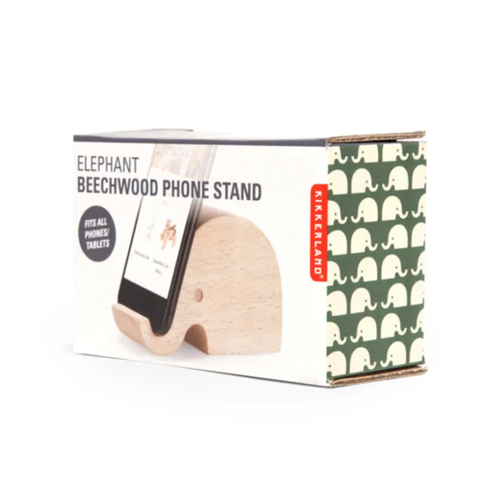 Elephant Beechwood Phone Stand