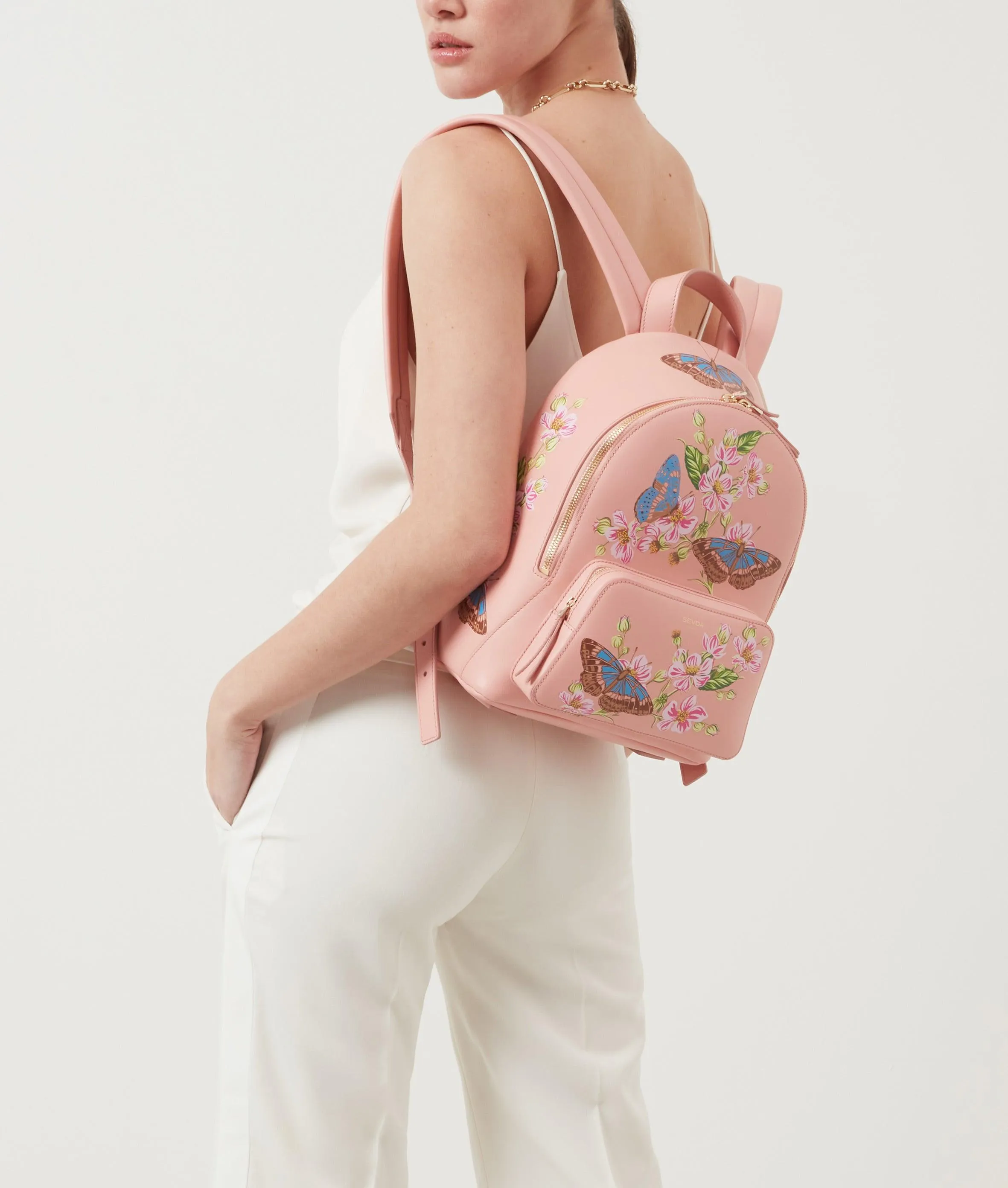 Emma Backpack Pink Spring Flowers