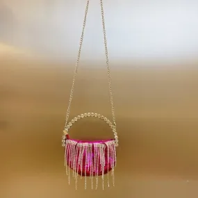 Evening Elegance: Rhinestone Tassel Pleated Mini Shoulder Bag - A Chic and Sophisticated Companion!