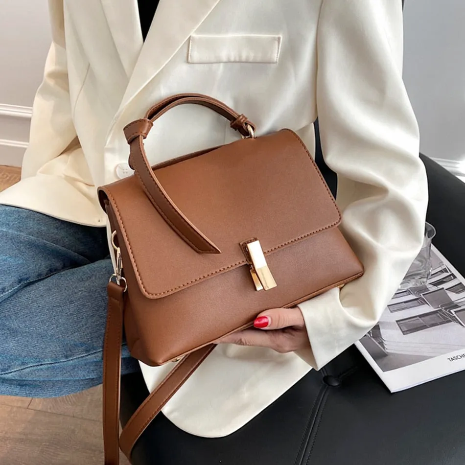 Fashion Simply PU Leather Crossbody Bag for Women Solid Color Shoulder Messenger Bag Lady Travel Small Handbag Purses Sac