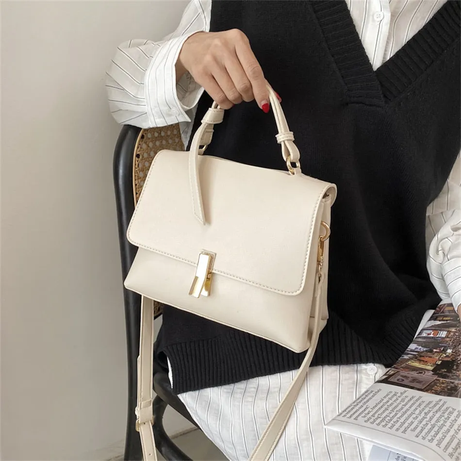 Fashion Simply PU Leather Crossbody Bag for Women Solid Color Shoulder Messenger Bag Lady Travel Small Handbag Purses Sac