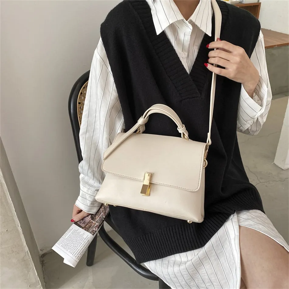 Fashion Simply PU Leather Crossbody Bag for Women Solid Color Shoulder Messenger Bag Lady Travel Small Handbag Purses Sac