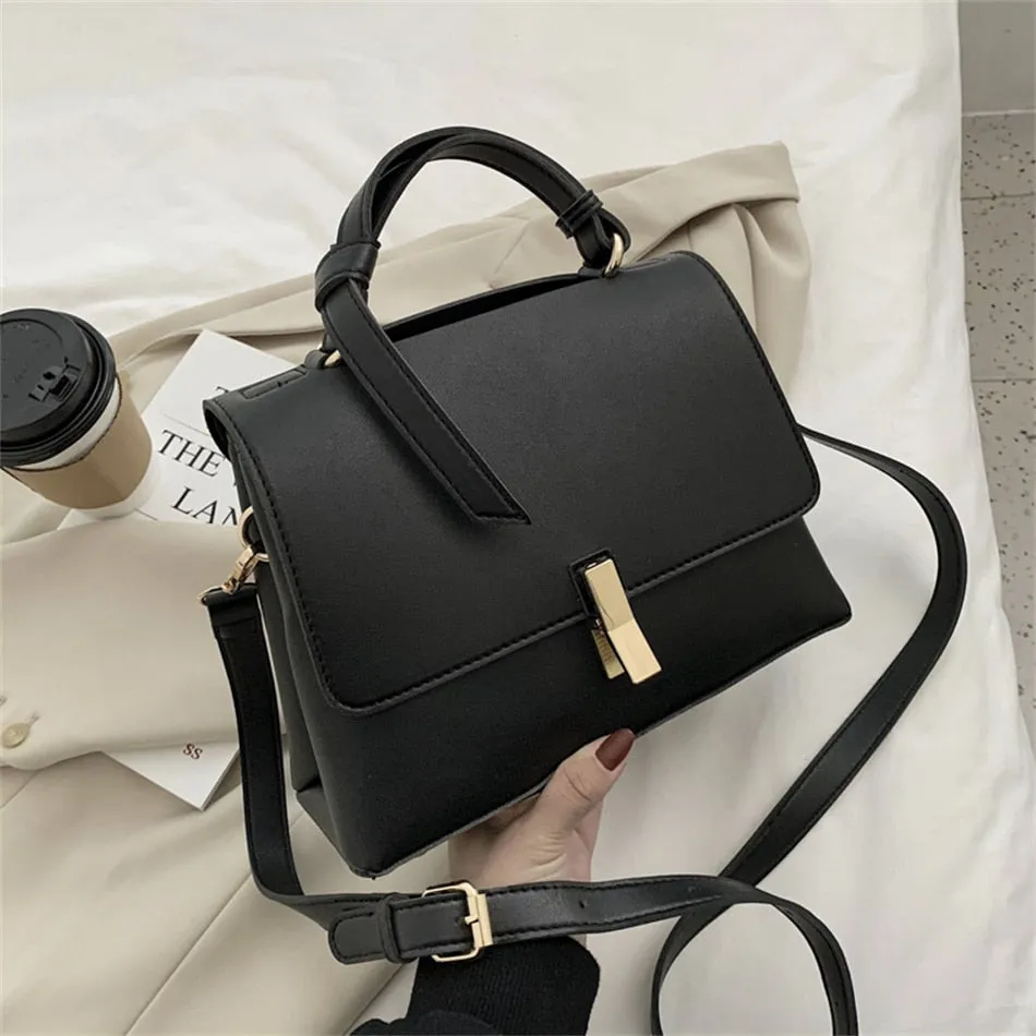 Fashion Simply PU Leather Crossbody Bag for Women Solid Color Shoulder Messenger Bag Lady Travel Small Handbag Purses Sac