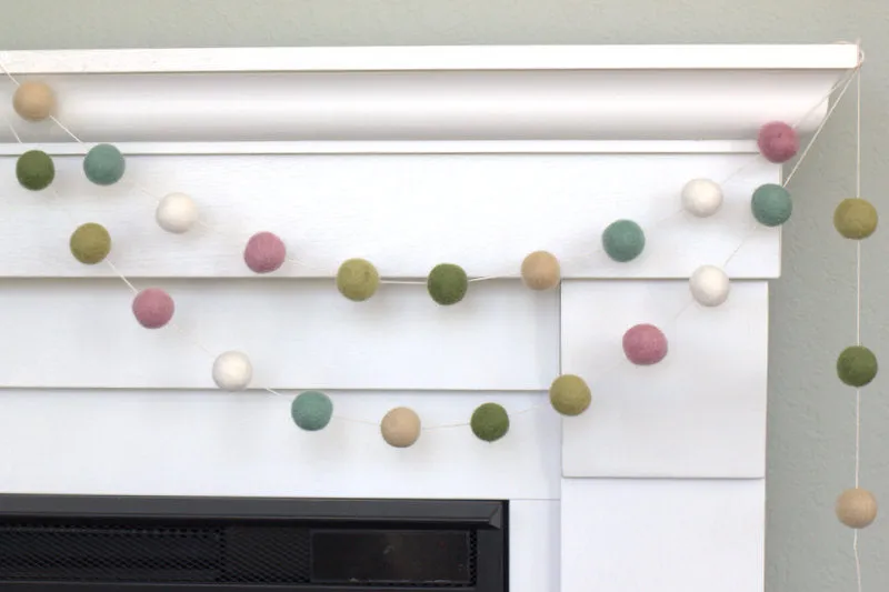 Felt Ball Garland- Pink, Green, Blue, Almond