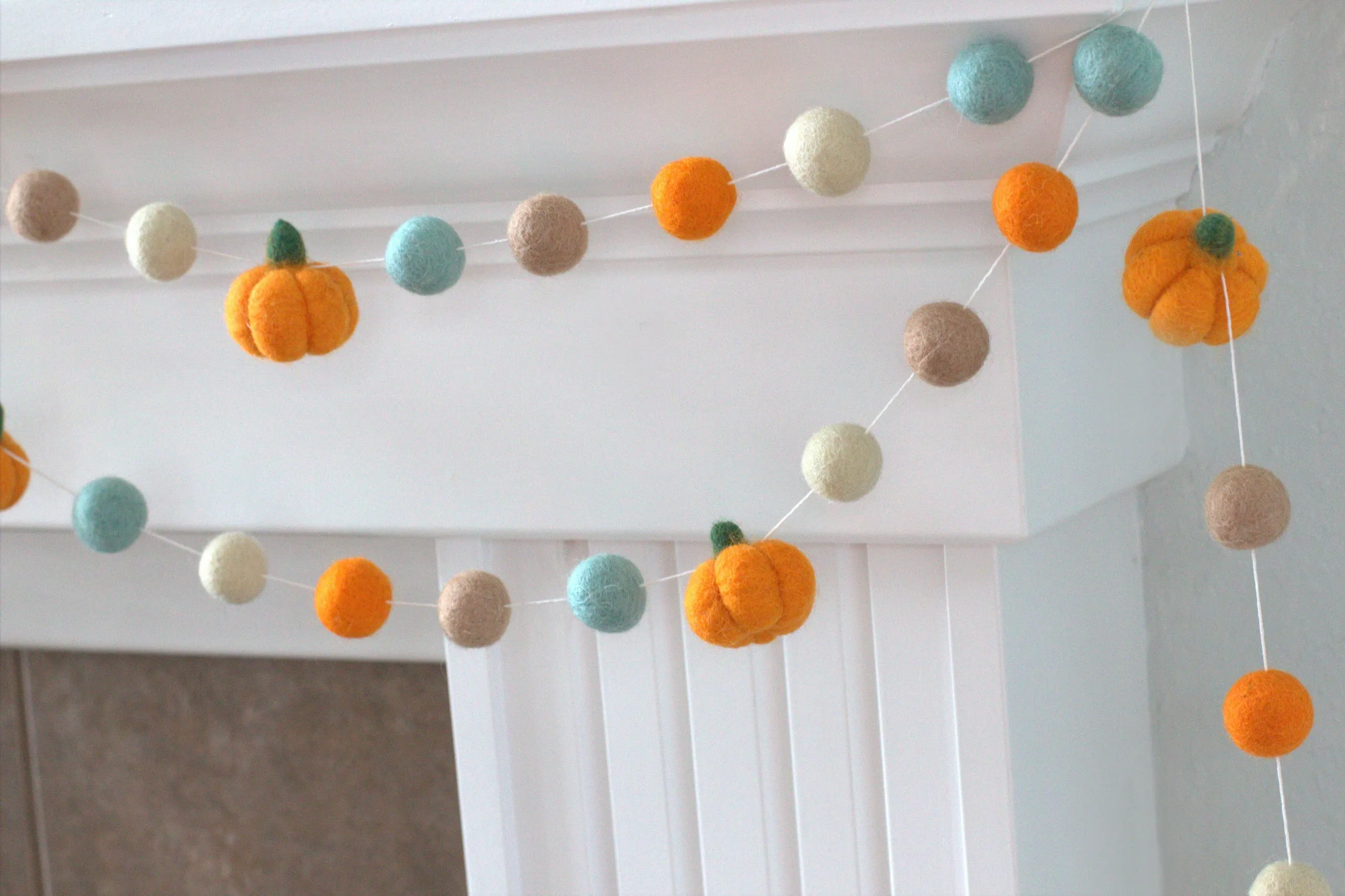 Felt Pumpkin Garland- Orange & Teal