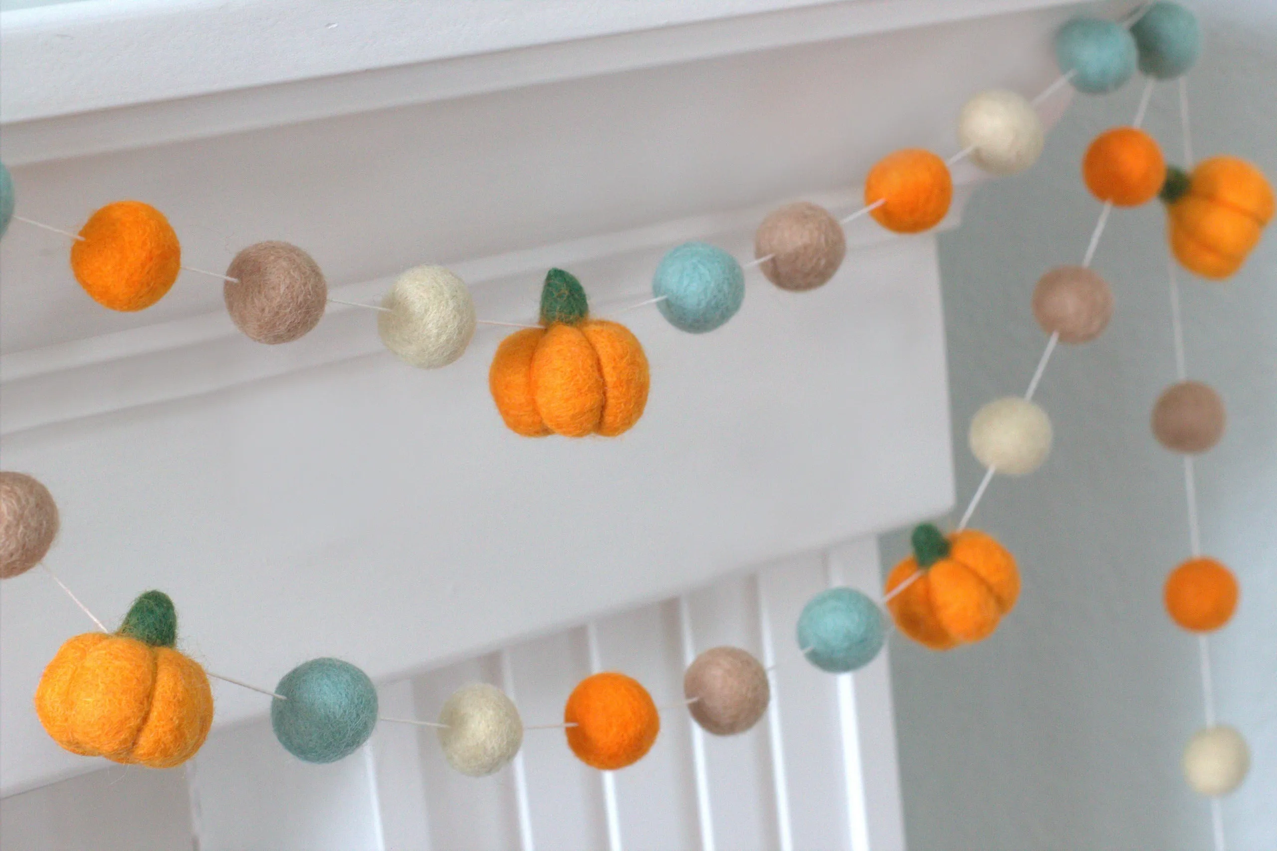 Felt Pumpkin Garland- Orange & Teal