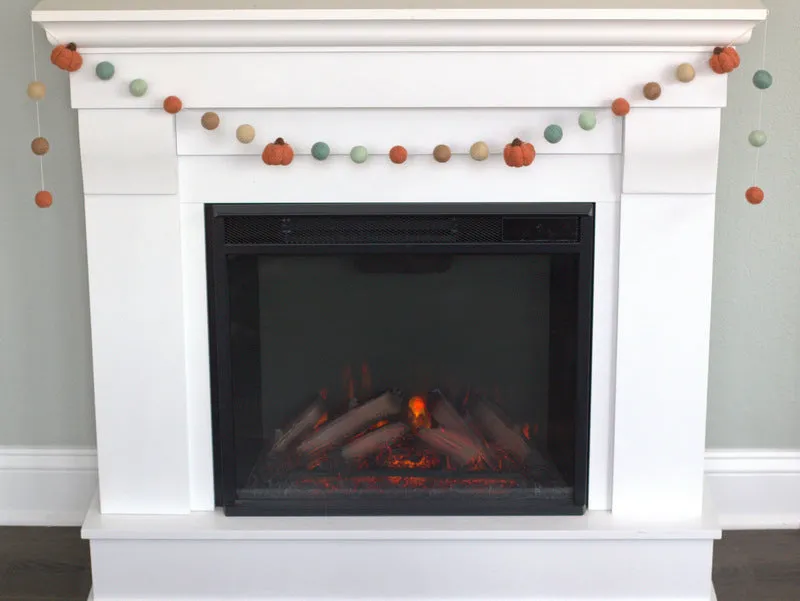 Felt Pumpkin Garland- Teal Tan Terra Cotta