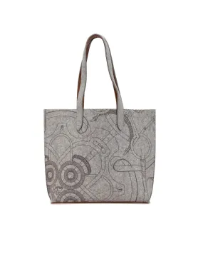 Felt Tote with Printed Design and Interior Zip Pouch