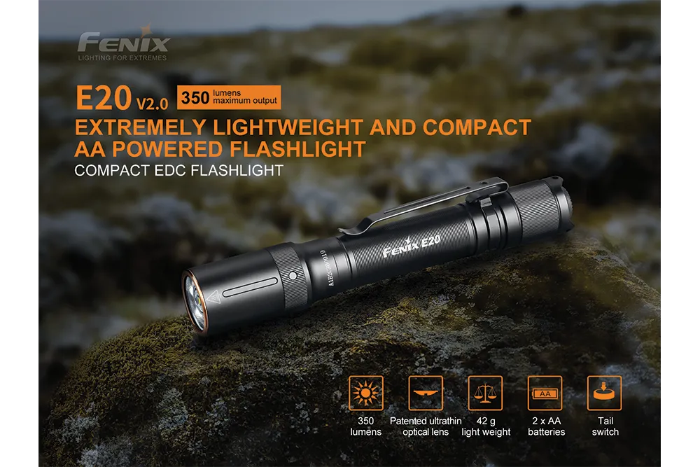 Fenix E20 V2.0 EDC Flashlight - 350 Lumens