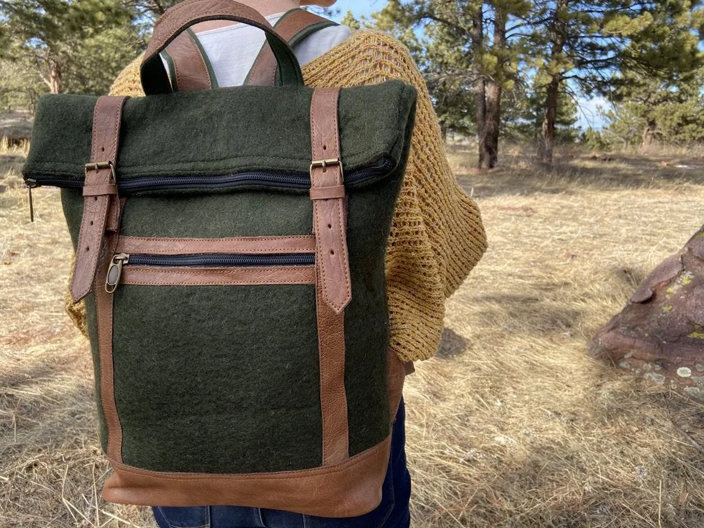 Fibres Of Life Bag: Felt/Leather Backpack