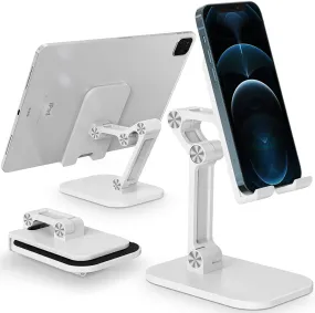 Foldable Angle Height Adjustable Desktop Tablet Phone Holder Stand-White