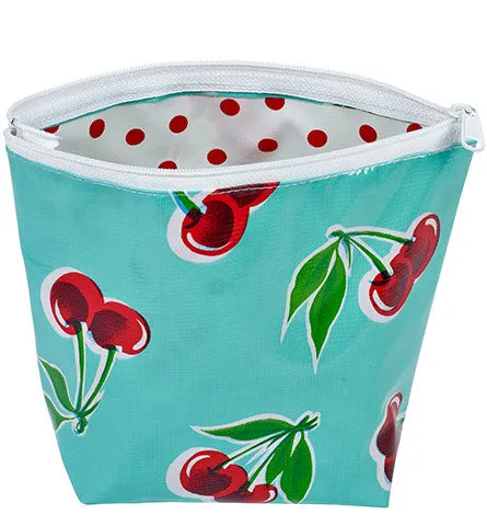 Freckled Sage Oilcloth Cosmetic Bag Cherry Aqua