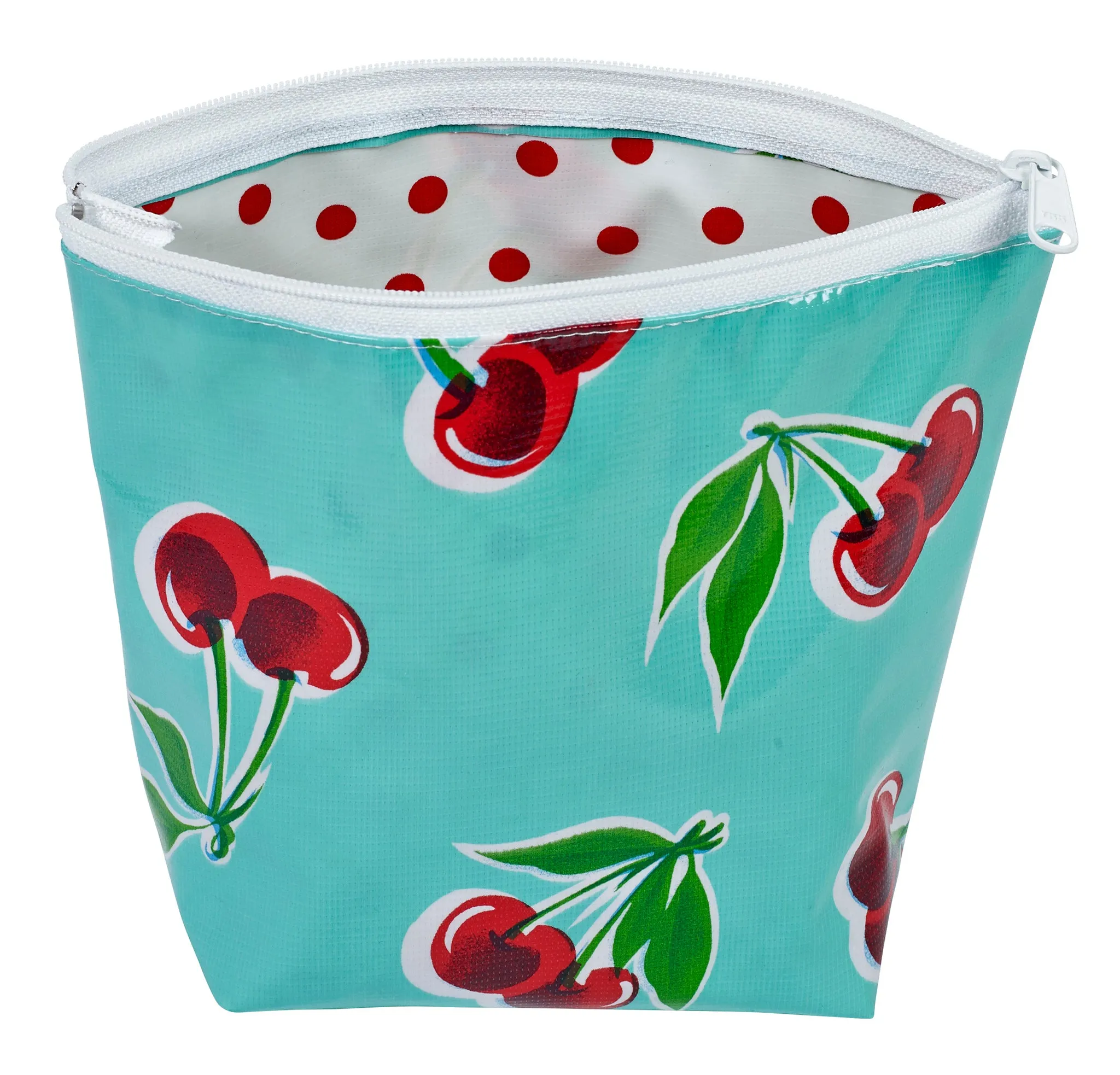 Freckled Sage Oilcloth Cosmetic Bag Cherry Aqua