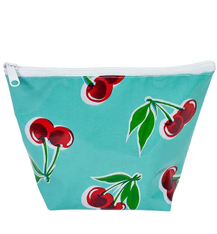 Freckled Sage Oilcloth Cosmetic Bag Cherry Aqua