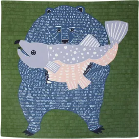 Furoshiki: kata kata - Bear & Salmon