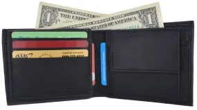 Genuine Cowhide  Leather Bifold Credit Card ID Holder Wallet with Coin Pouch 59CF