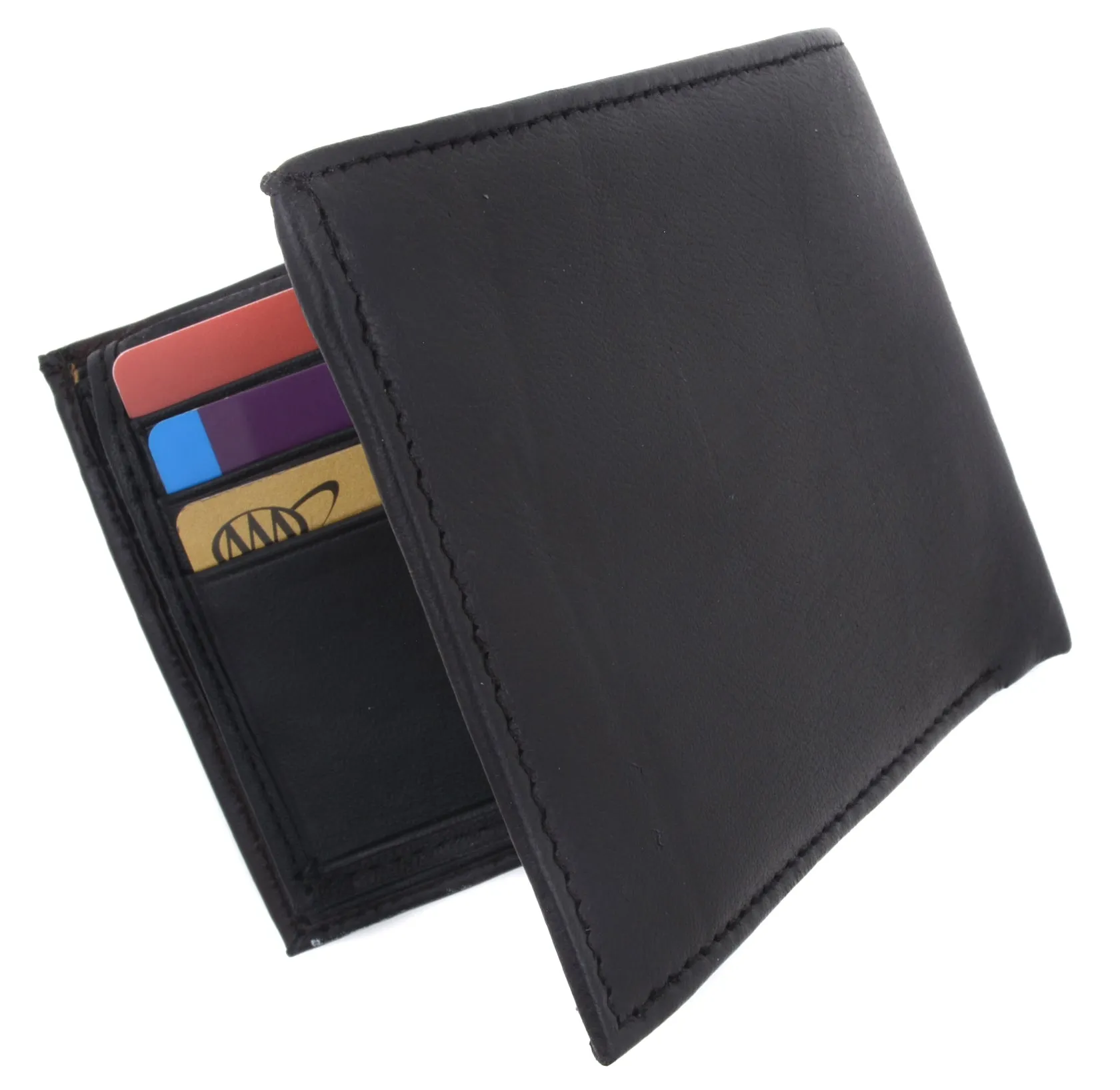 Genuine Cowhide  Leather Bifold Credit Card ID Holder Wallet with Coin Pouch 59CF