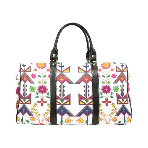 Geometric Floral Spring-White Waterproof Travel Bag