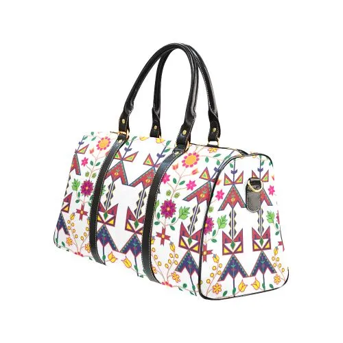 Geometric Floral Spring-White Waterproof Travel Bag