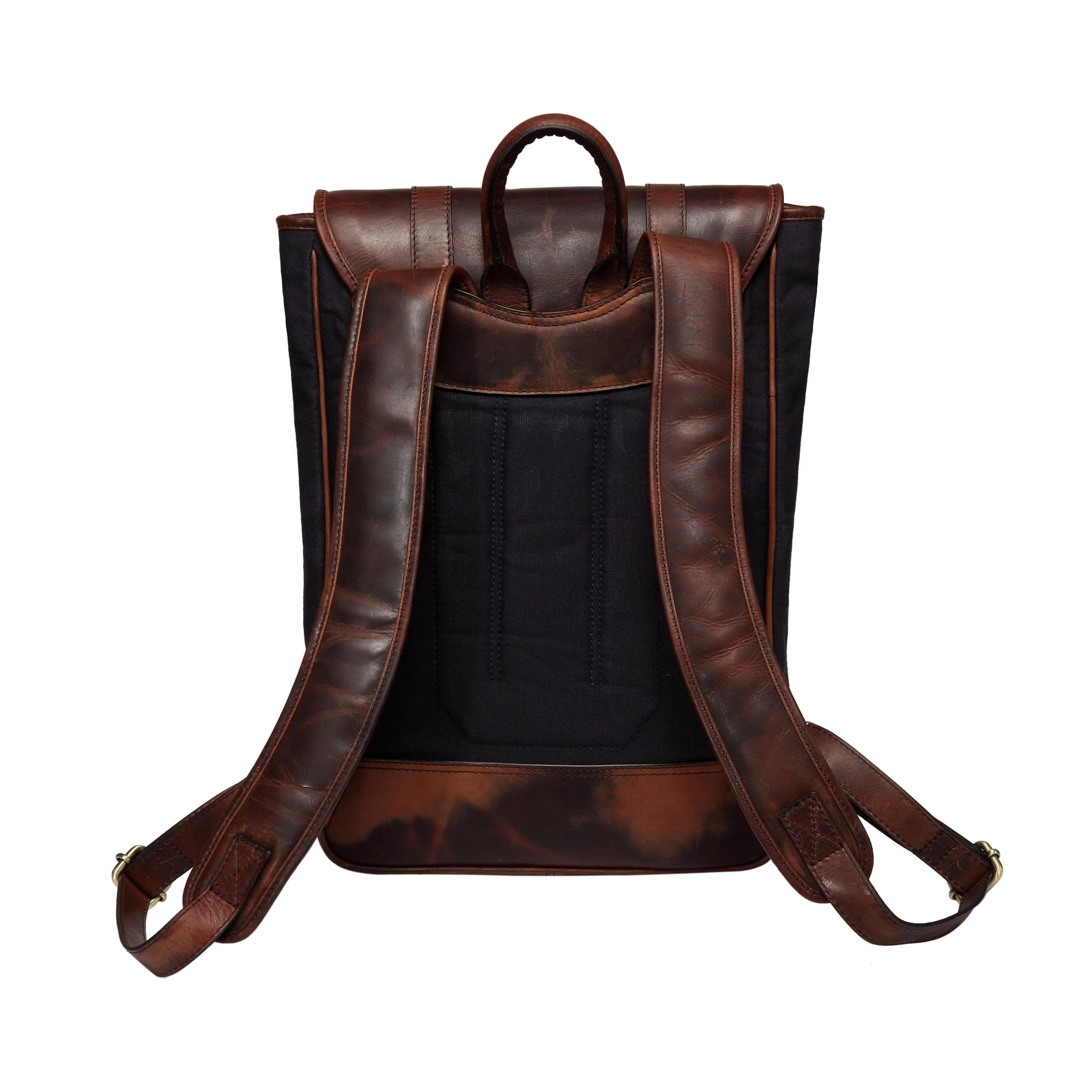 Gianna Waxed Canvas Leather Backpack/Laptop Bag- Brown