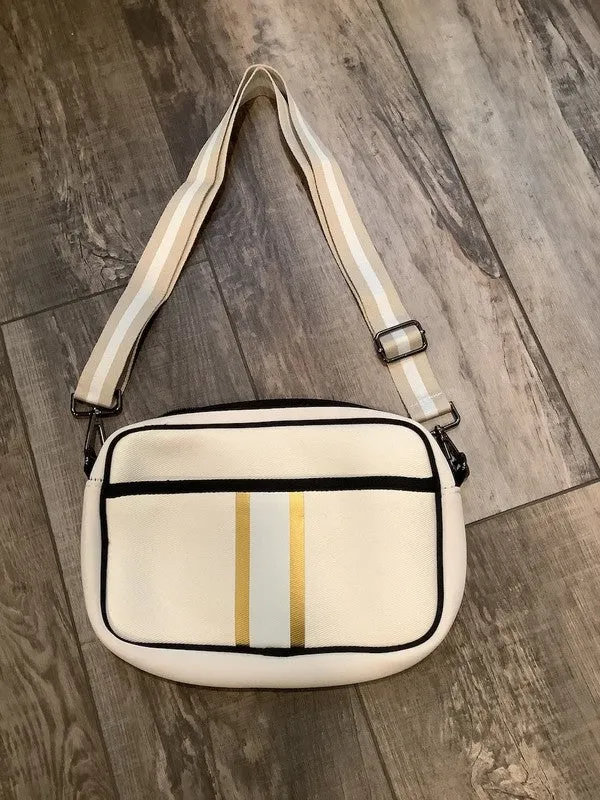 Gold Stripe Neoprene Crossbody Bag