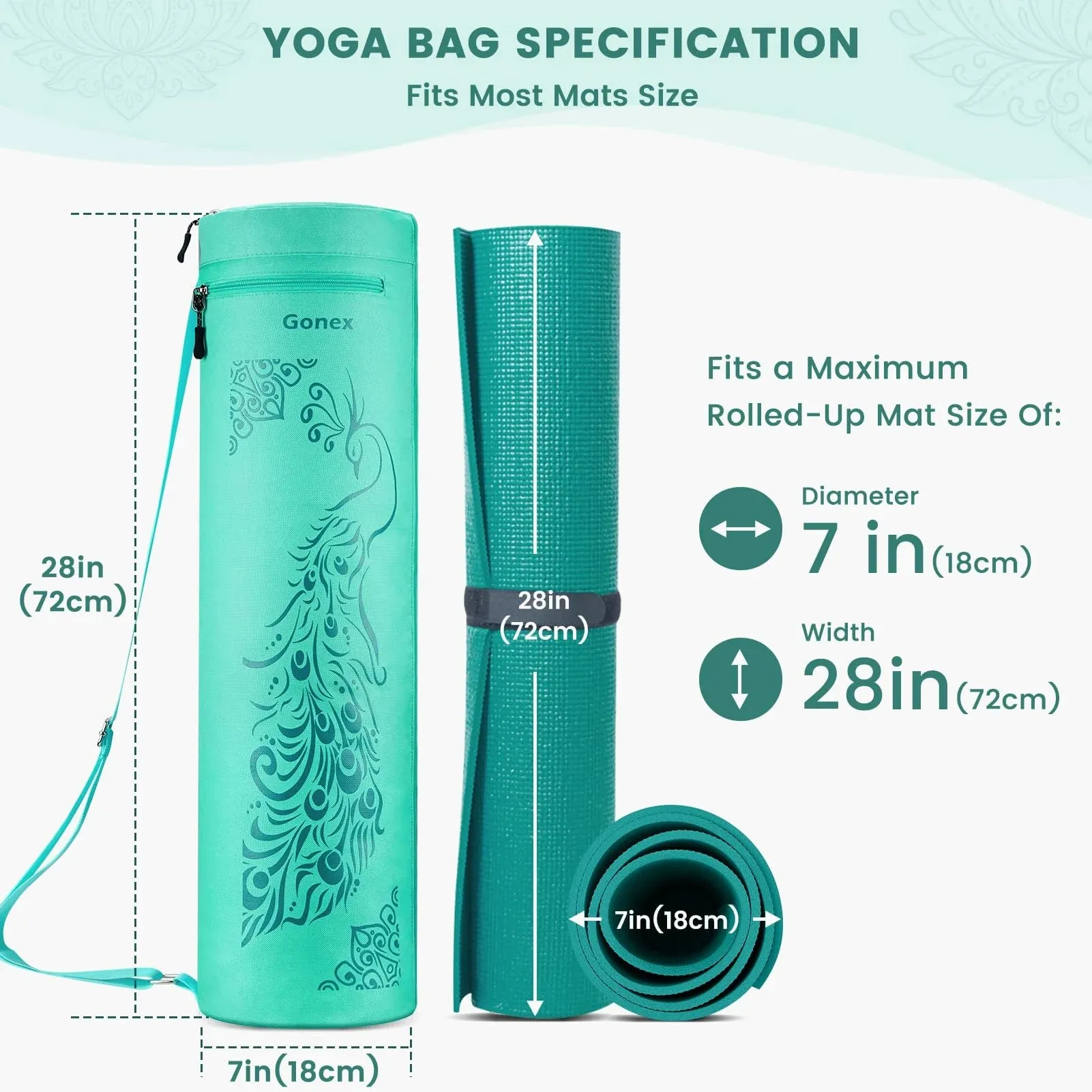 Gonex Yoga Mat Bag, Peacock