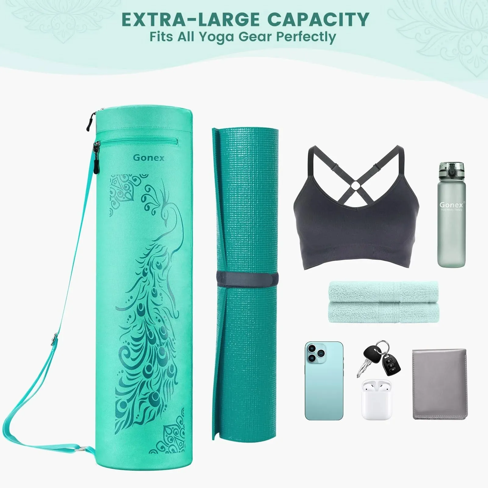 Gonex Yoga Mat Bag, Peacock