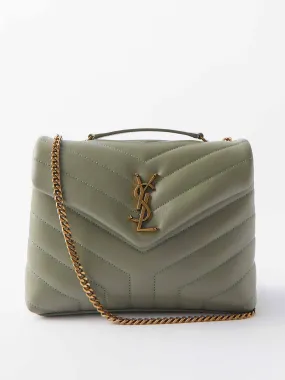 Green quilted leather shoulder bag