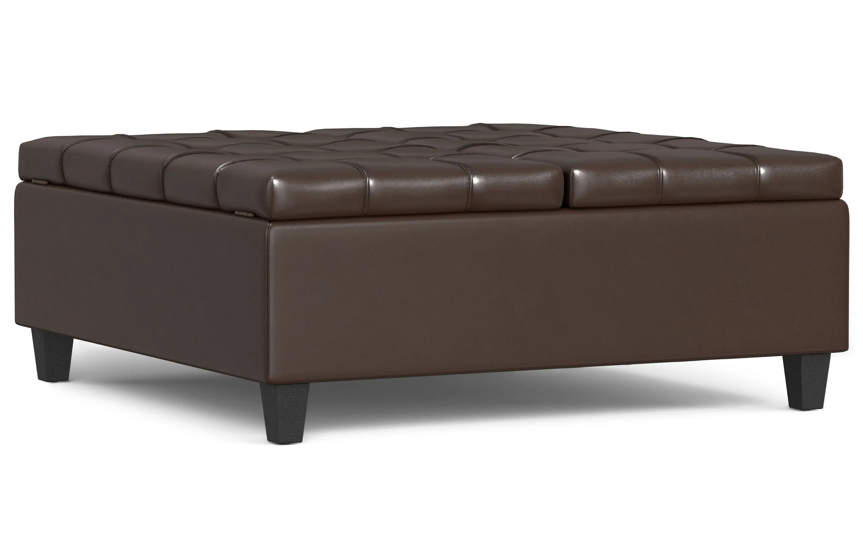 Harrison Large Square Coffee Table Storage Ottoman in Vegan Leather