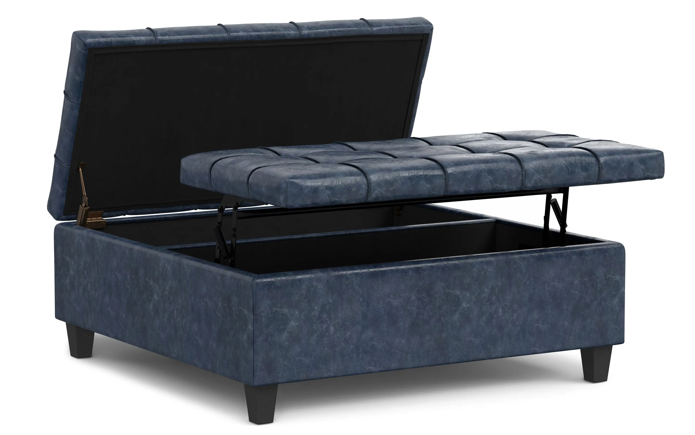 Harrison Large Square Coffee Table Storage Ottoman in Vegan Leather