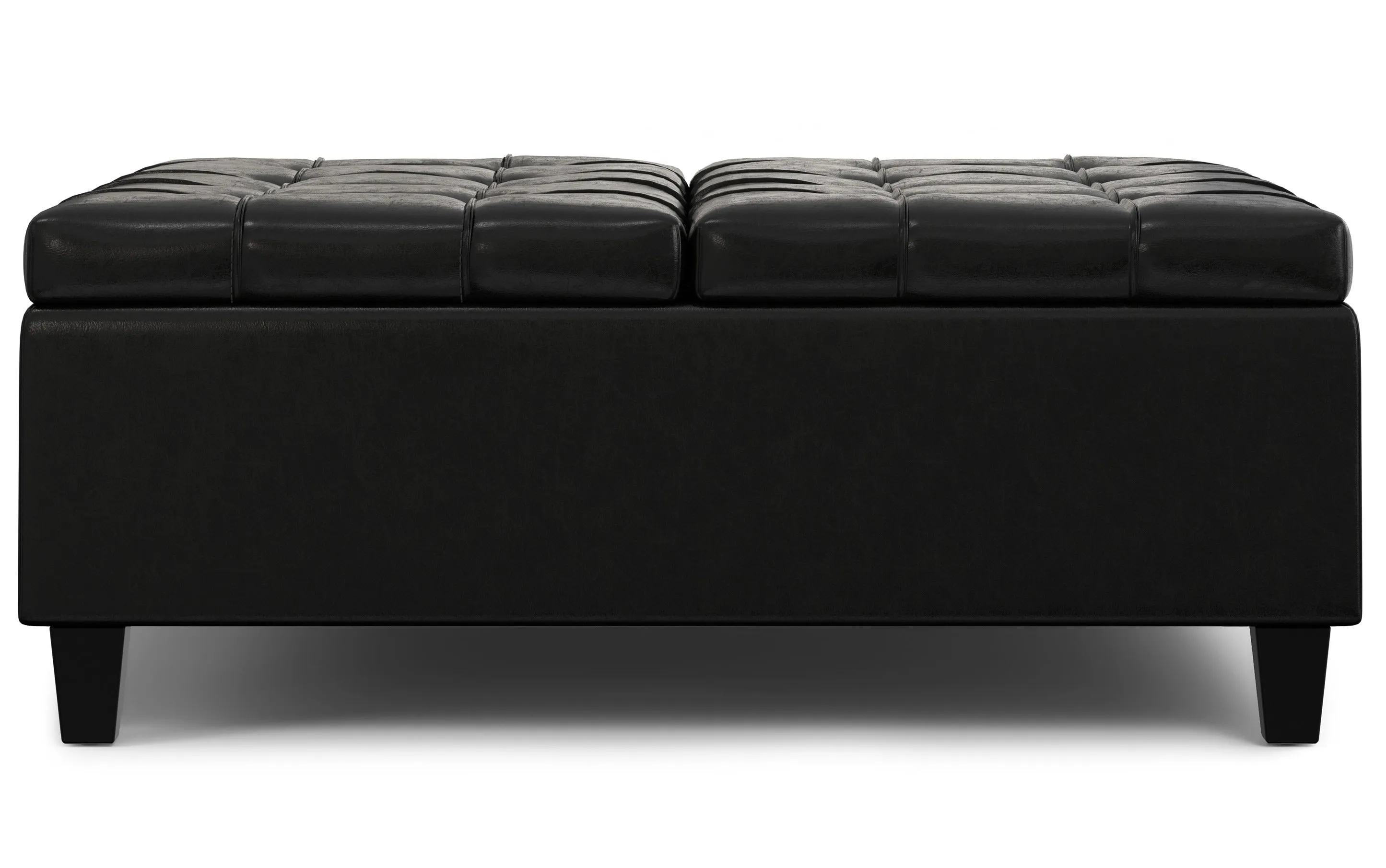 Harrison Large Square Coffee Table Storage Ottoman in Vegan Leather